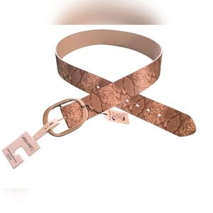 Calvin Klein Reversible Tan Snake Pattern Belt with Silver Buckle X-Large